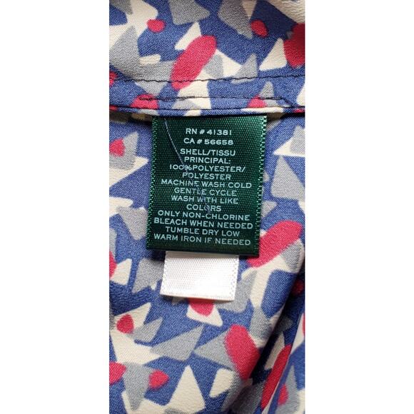 LAUREN RALPH LAUREN Sz M Long Sleeves Shirt Multi-color Blouse Casual C18 - Picture 6 of 9